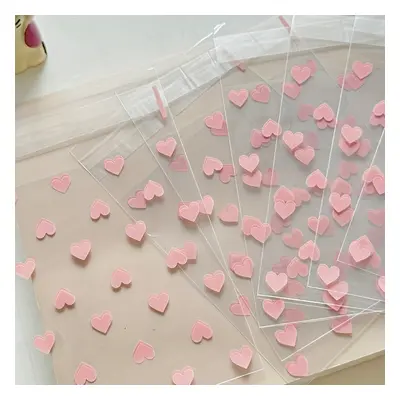 TEMU 50-pack Self-adhesive Plastic Bags With Heart Pattern, Stain Resistant, Disposable, Gift Pa