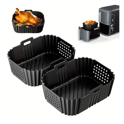 2pcs Silicone Air Fryer Liners For Ninja Xl 9.5l, Dual Basket - Reusable Accessories Compatible 