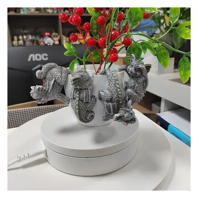 TEMU Set Of Baby Dragon Resin Hanging Garden Pot Decorations, Miniature Dinosaur Sculpture Figur