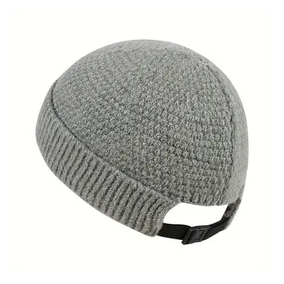 Unisex Korean Style Fashionable Knitted Beanie Cap With Adjustable Buckle, Acrylic Non-stretch H