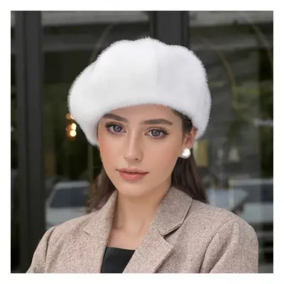 TEMU Big Head Beret For Women Autumn And Winter To Show Face, Small And Warm, , Furry Octagonal 