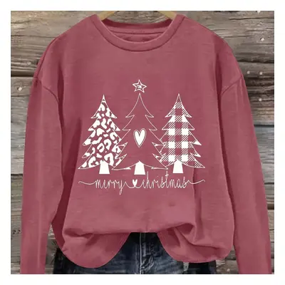 TEMU Women's Casual Long Sleeve T-shirt With Geometric Christmas - Soft , Crew Neck, Machine Was