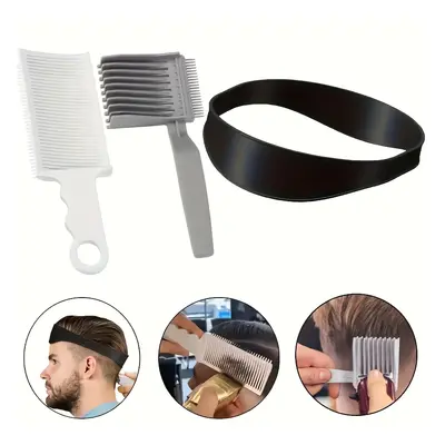 3-piece Men's Gradient Hair Clipper Comb Set - Low Allergenic, Suitable For Normal Hair Texture