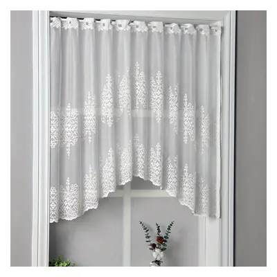 TEMU 1pc Geometric Wavy Window Curtains - White Lace Cafe Style For Living Room, Bedroom, Kitche