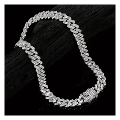 TEMU 1pc Hip Hop Fashion Cuban Rhinestone Necklace, Vintage Jewelry For Men And Women, Father's 