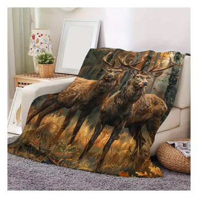 TEMU Elk Flannel Throw Blanket - Soft, Warm, And Lightweight For Couch, Bed, Office, And Travel 