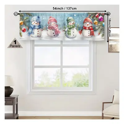 TEMU Cute Christmas Snowman Decorative Curtain - Light-filtering Drape For Kitchen, Living Room,