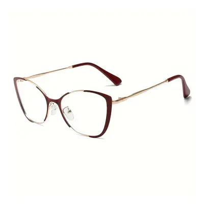 TEMU Blue Light Blocking Glasses Cat Eye Color Block Metal Frame Clear Lens Computer Glasses Spe