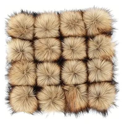 TEMU Pack Faux Fur Pompoms With Elastic Loop For Diy Knitting Hats, Shoes, Scarves, Bag Charms, 