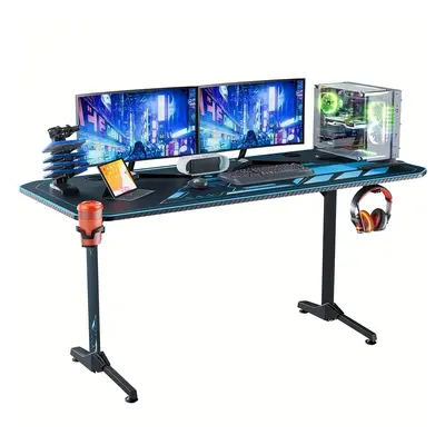 TEMU Gaming Table X Cm, Gaming Desk With Mouse Mat, Drink Holder, Headphone Hook, Computer Desk,