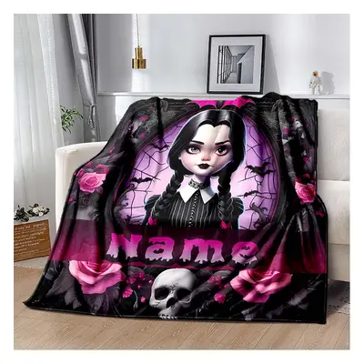 Personalized 3d Name Blanket - Wednesday , Flannel , For Bedroom & Couch Decor, Unique Halloween