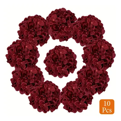 TEMU 10pcs Wine Hydrangea Flowers With Stems - Weddings, Engagements, Home & Party Decor, Christ