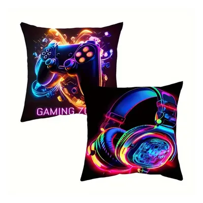 TEMU Set Of 2, Washable , Zippered Cushion Gamepad And Headset For Decor, And Bedroom Accessorie