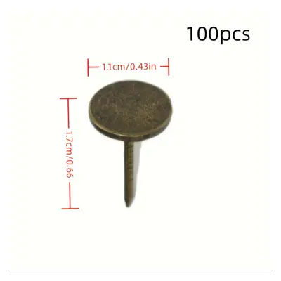 TEMU 100pcs Flat Head Iron Tacks, 11x17mm Smooth Shank, Bronze Finish Decorative Upholstery Nail