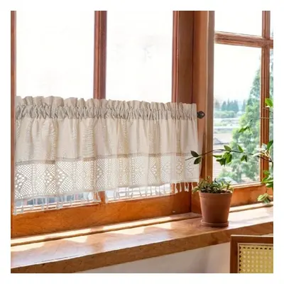 1pc Linen Lace Valance Short Curtain Kitchen Curtain Fringed Lace Japanese And Korean Partition 