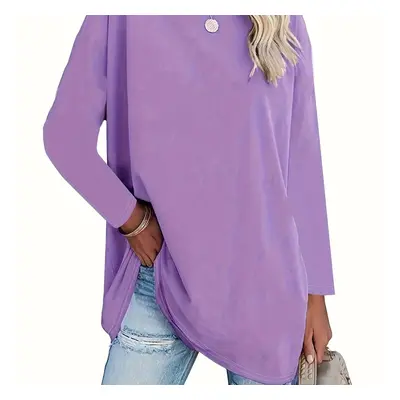 TEMU - European And American Women's Clothing Trade Spring And Summer Loose Long Sleeve Round Ne