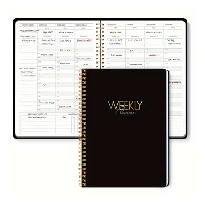 TEMU Weekly Planner, Simplify Your Life, Black , To-do List & Work Organizer, 10x7.5in, Spiral B