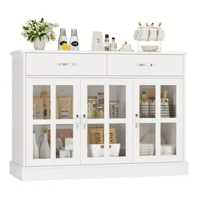 TEMU Kealive Living Room Sideboard With Glass Doors, Display Cabinet, Living Room Furniture, Din