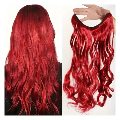 TEMU Invisible Clip-free Curly Wave Hair Extensions For Women - Heat Resistant, Long Synthetic H