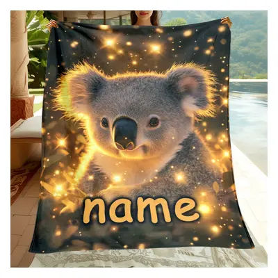 TEMU Custom Koala Print Personalized Flannel Blanket - Soft, Lightweight & Warm For Couch, Bed, 