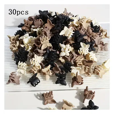 TEMU 30pcs Mini Hair Claw Clips Set - Plastic Elegant Minimalist Solid Color Hair Accessories, S