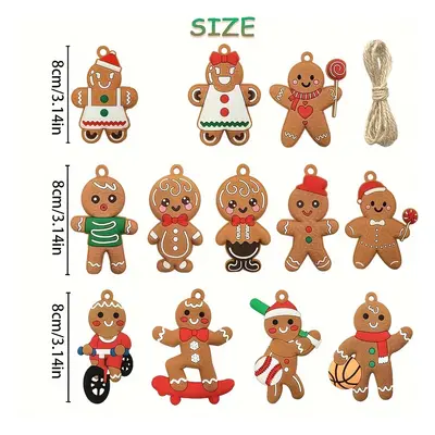 TEMU 24pcs Gingerbread Man Wooden Christmas Ornaments - Garden Style Hanging Decorations For Xma