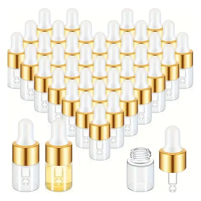 TEMU 25pcs Glass Dropper Bottles - 1/2/3/5ml Sizes With For Essential Oils, Perfume & Cosmetics 