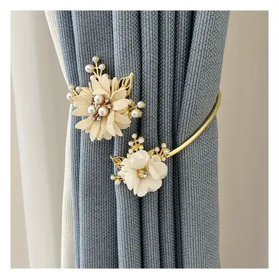 TEMU Elegant No-drill Metal Curtain Tieback With Pearls - Decor For Living Room And Bedroom