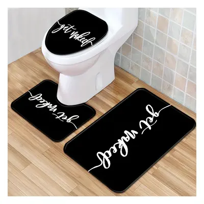 TEMU 1/3pcs, "get Naked" Bathroom Rug Set, Black And White, Includes Toilet Lid Cover And Bath M