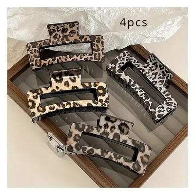 TEMU 4pcs Leopard Print Hair Claw Clips For Women - Large, Non-slip Acrylic Jaw Clips For - Vint