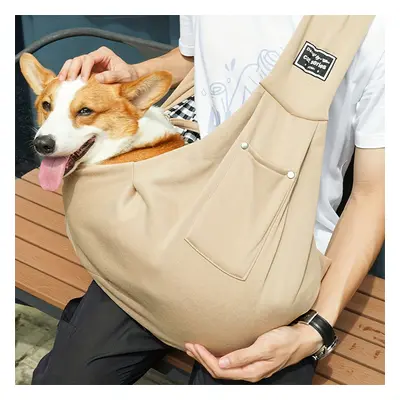 1pc Khaki Breathable Pet Crossbody Bag For Cats & Dogs Outdoor Travel