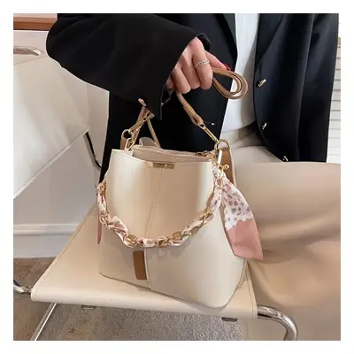 Korean Style Solid Color Pvc Crossbody Bucket Bag With Adjustable Strap And Magnetic Closure, Mi