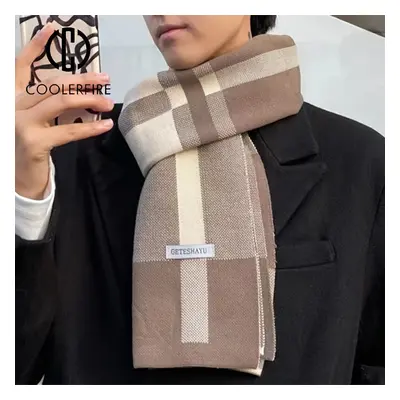 Vintage Acrylic Scarf For Men - Classic Checkered Scarf, Woven Style, , Casual Korean Trend Acce