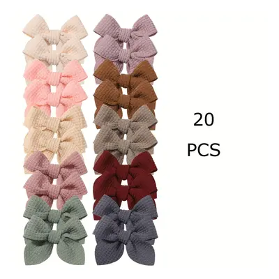 TEMU Darbiny 20pcs Fashionable Girls' Hair Clips - Macaron Colors, Bow & , Polyester Fabric