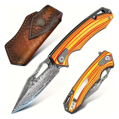 1pc, Pocket Knife Made Of Vg10 Damask Sharp Real One-handed Knife Outdoor Knife Survival Rosewoo