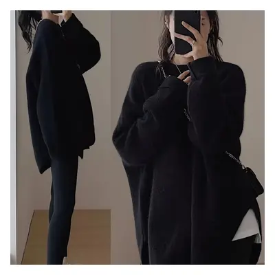 Women's Fashion Knit Sweater, Solid Color, Long Sleeve, Round Neck, Nylon, Korean Style, Autumn/