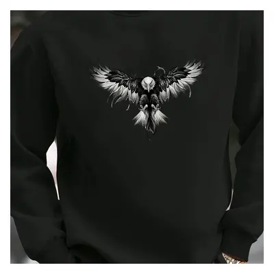 TEMU European And American Men's Casual Sports Style Round Neck Cool Eagle Pattern Print Sweatsh