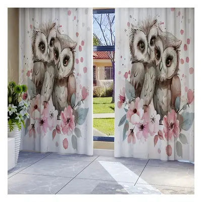 TEMU 2pcs, Universal Autumn Owl Floral Print Curtains, Living Room Curtain Rod Pocket Curtain Li