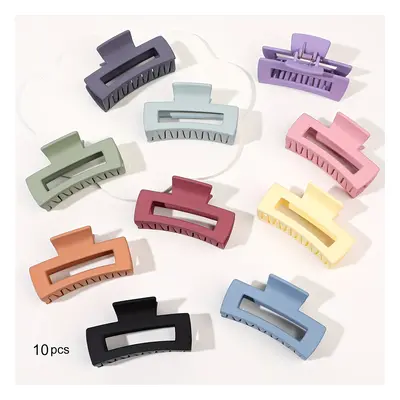 TEMU 10pcs/set Rectangular Hollow Out Hair Claw Clips Non Slip Hair Grab Clips Accessories For W