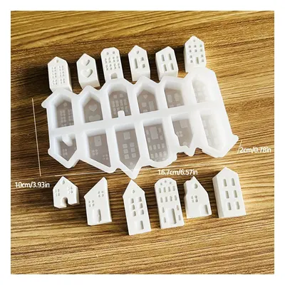 TEMU Silicone Resin Casting Molds Set - Miniature European Style House Shapes With Windows And H