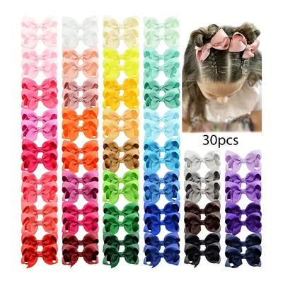 TEMU 30pcs Candy-colored Bow Hair Clips For Girls - Hair, Parties & Travel, Princess-themed Acce