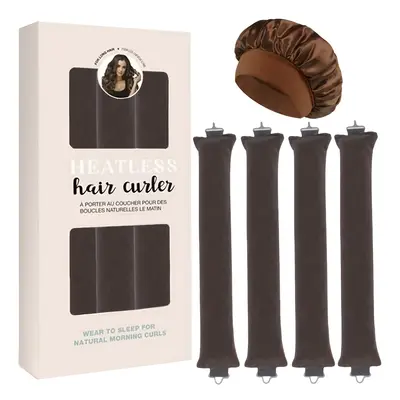 TEMU New 5pcs Set Of No-heat Curling Rollers And Bath Cap, Create Big Waves With Sleeping Curler