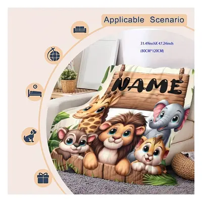 TEMU Name Personalized Zoo Theme Flannel Blanket - Hypoallergenic , , , And - Washable For , , A