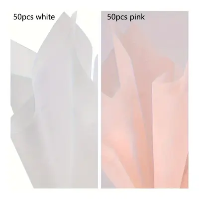 TEMU 100pcs Fabric Flower Wrapping Paper, White & Pink, Extractable Milk Floral Shop Supplies In