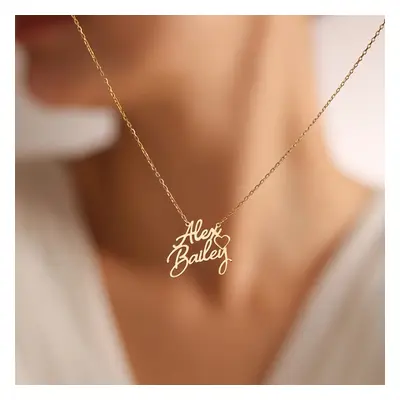 TEMU Create A Personalized Golden Romantic Couple Name Heart Necklace, Couple Name Tag Pendant N