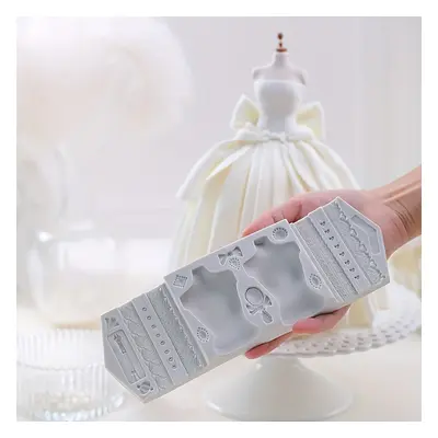 TEMU Romantic 3d Silicone Wedding Dress Mold: Create Stunning Chocolate & Candy Designs, Lace Fo