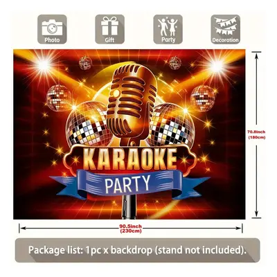 TEMU 1pc Karaoke Party Backdrop Banner - Vibrant Polyester Wall Decor With "karaoke Party" Text,