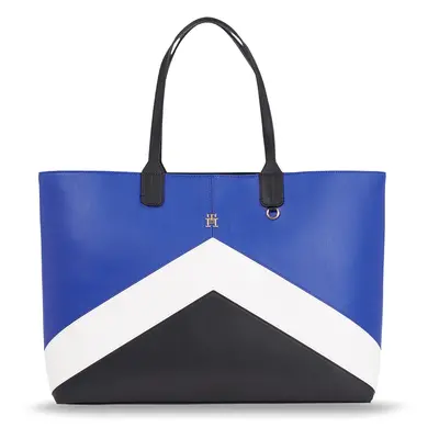 Handtasche Tommy Hilfiger Iconic Tommy Tote Chevron AW0AW15204 Blau