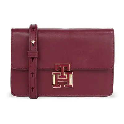 Handtasche Tommy Hilfiger Pushlock Leather Small Crossover AW0AW15227 Dunkelrot