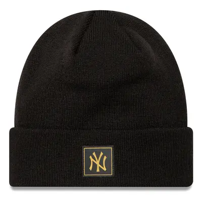 Mütze New Era New York Yankees Metallic Badge Black Cuff Knit Beanie 60424815 Schwarz